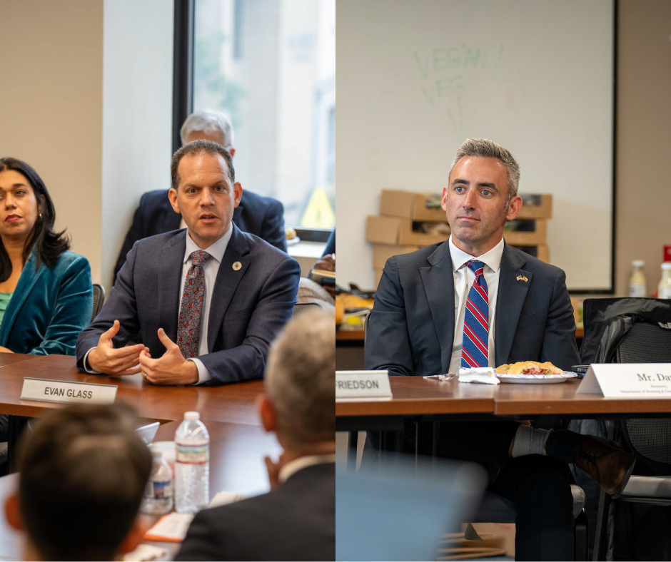 Two photos side-by-side of Councilmember Glass and Secretary Day