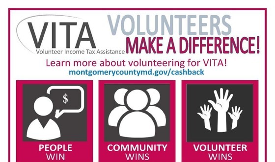 A graphic advertising the VITA program and the need for volunteers