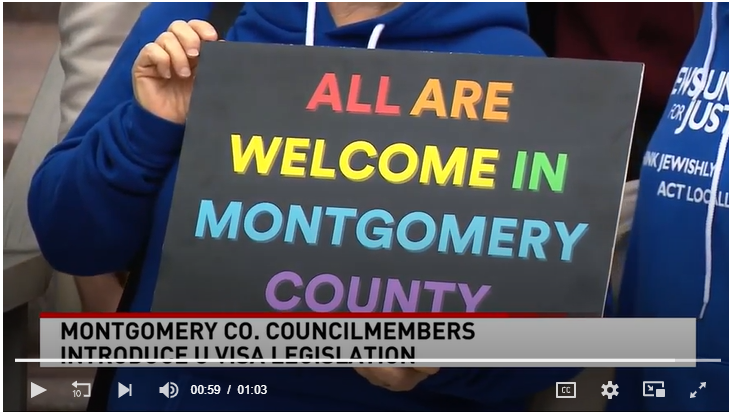 A sign that reads all are welcome in Montgomery County