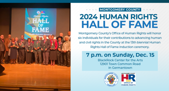Montgomery County to Induct Six New Honorees into the Human Rights Hall of Fame on Sunday, Dec. 15 