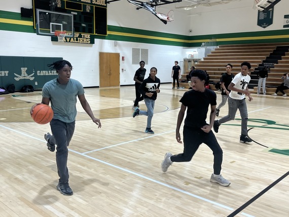 Pickup Basketball game in gym