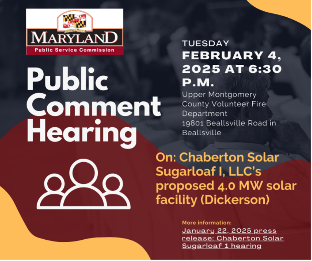 Maryland Public Service Commission to Host Tuesday, Feb. 4 Public Hearing on Solar Plant Proposed for County