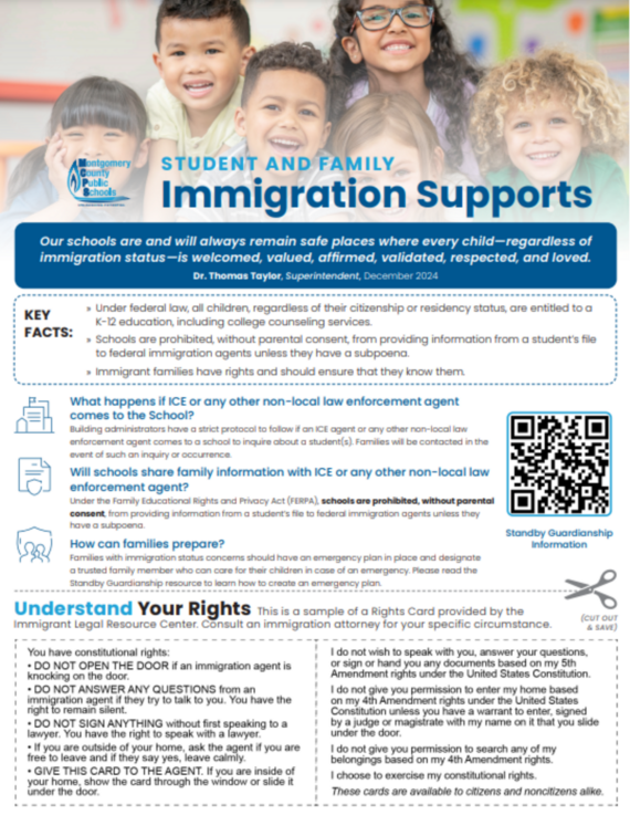 MCPS Immigration Supports flyer in English