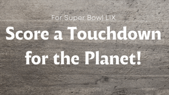 Words "Score a touchdown for the planet" on a table