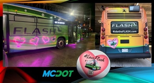 Montgomery County Department of Transportation’s Decorated LoveFlash Buses Return for the Month of February