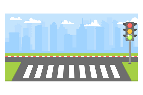 A digital illustration of a pedestrian crosswalk