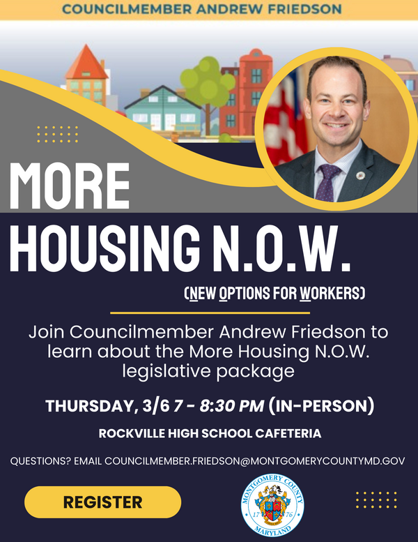 More Housing NOW Town Hall Flier