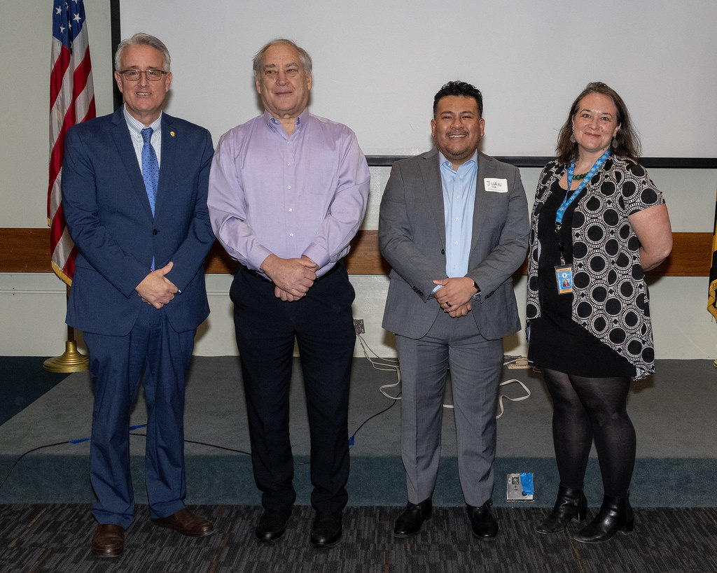 Group picture of County Exec Marc Elrich, Juan Cruz, Chief Administrative Officer Rich Madaleno, and OFSR Director Heather Bruskin Group picture of County Exec Marc Elrich, Juan Cruz, Chief Administrative Officer Rich Madaleno, and OFSR Director Heather Bruskin