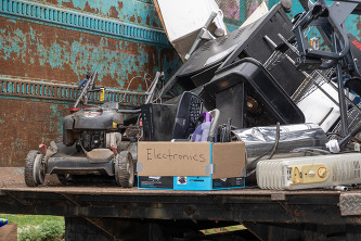 Image of electronic waste in a truck