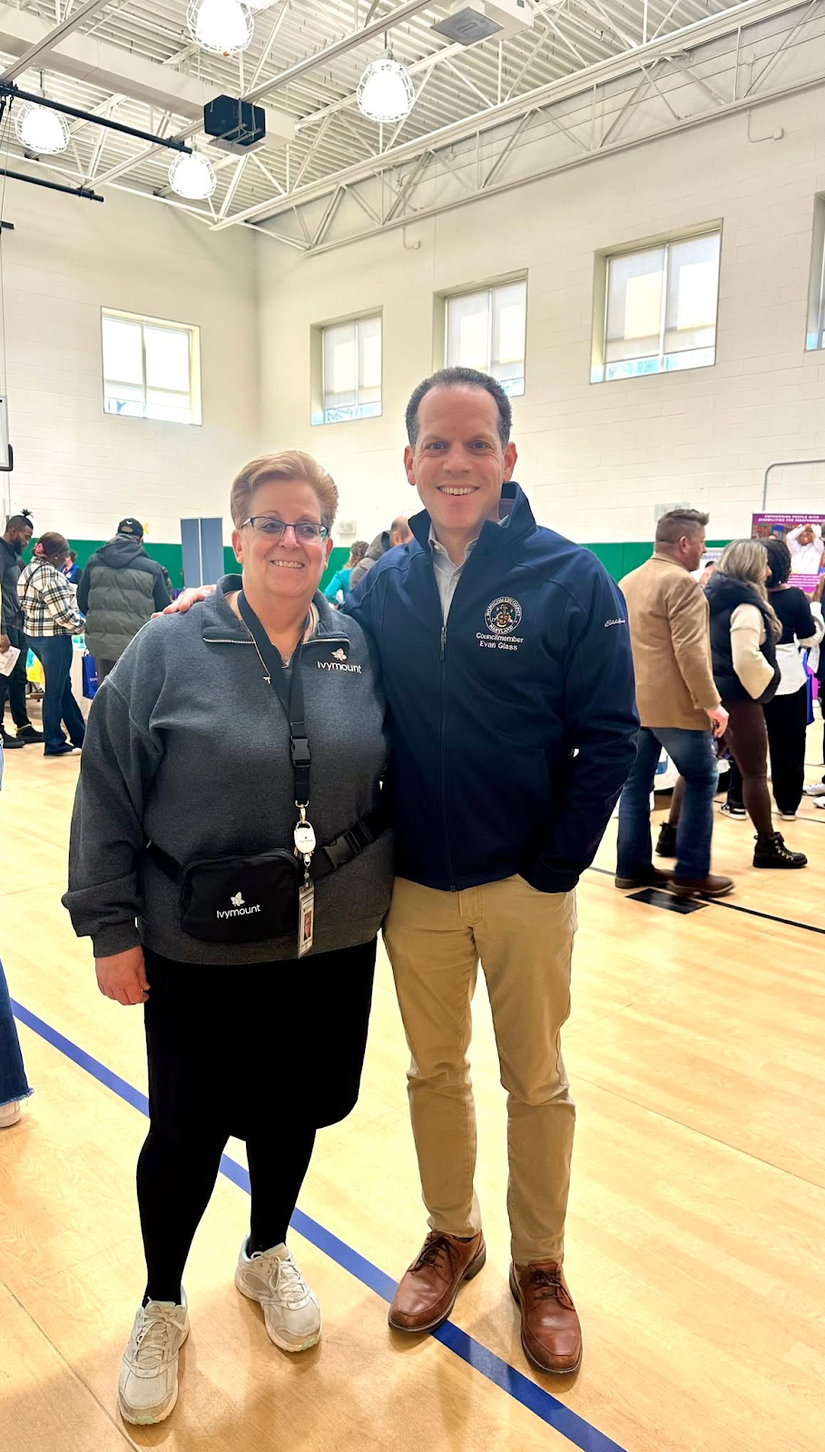 Councilmember Glass with an instructor at Ivymount