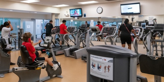 Busy workout room at Mid-County