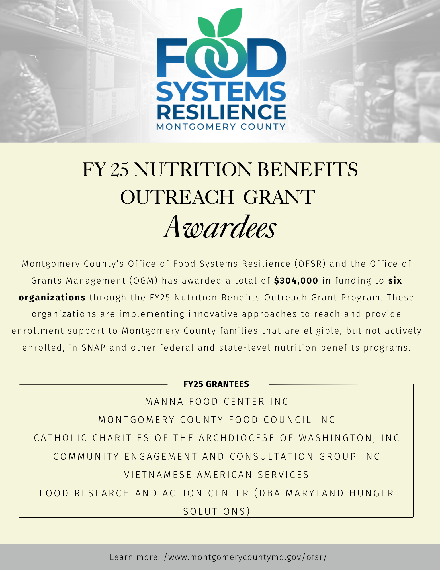 Nutrition Benefits Outreach Grantees