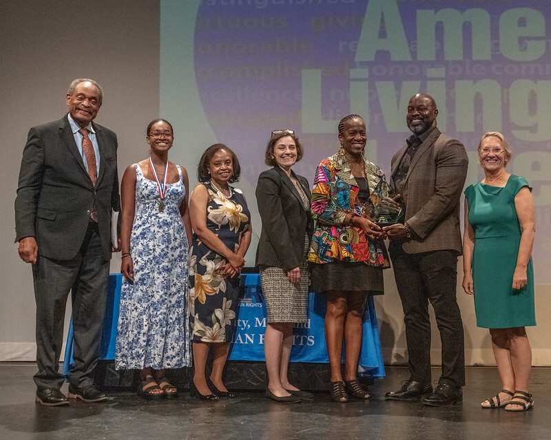 Group photo on stage at the Living Legend Awards.