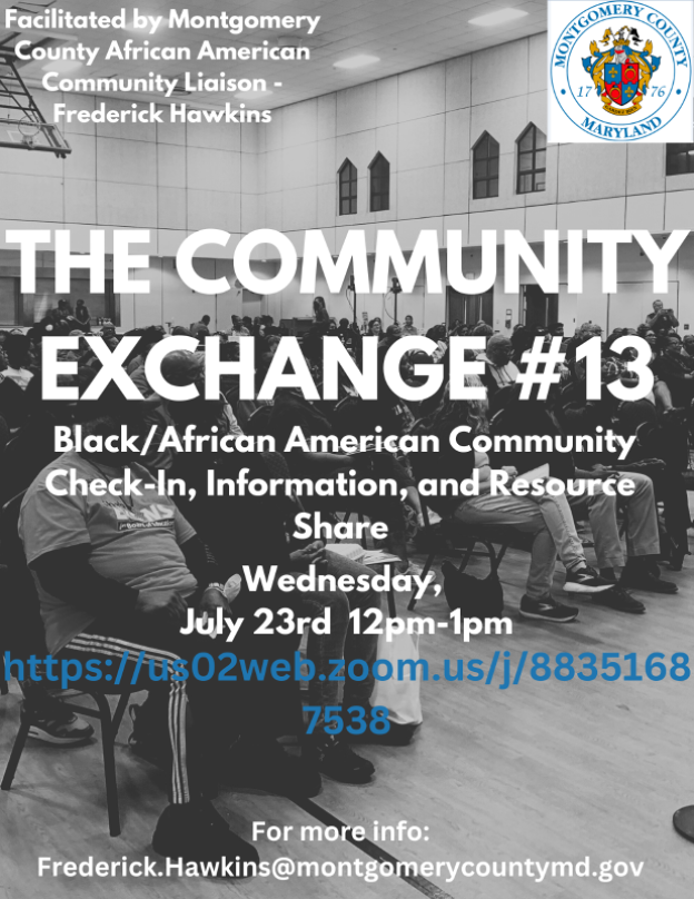 Join our Black/African American Community Check-In on Wednesday, July 23 