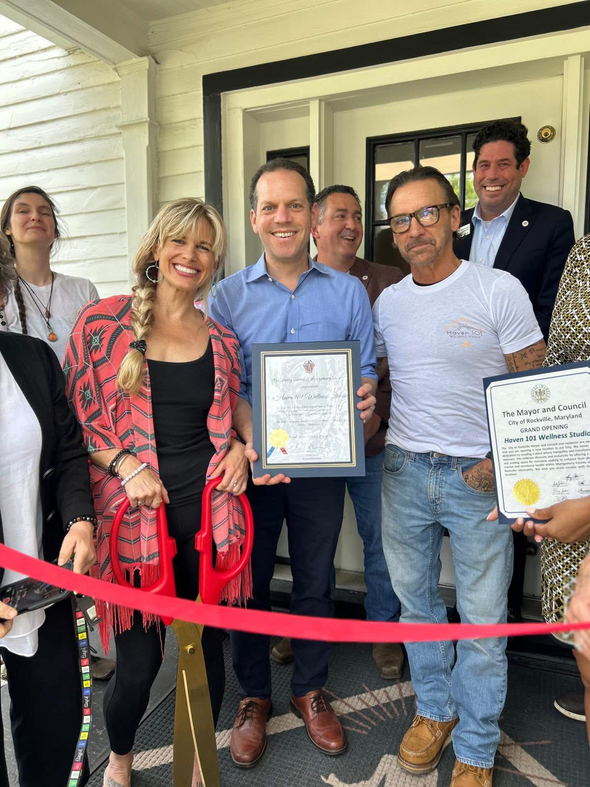 Councilmember Glass with Lindsey and Tom at the opening of Haven 101 Wellness Studio