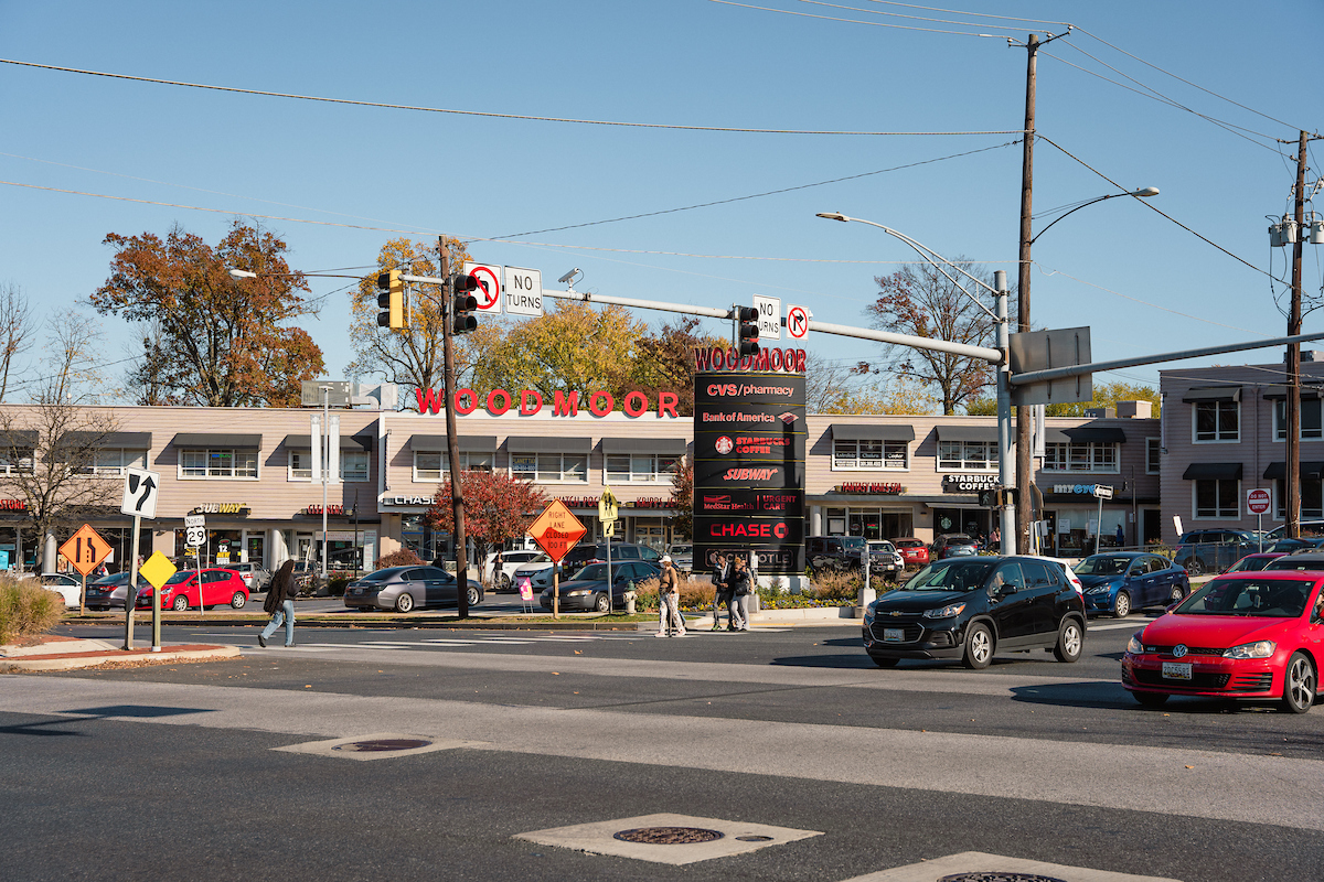 Intersection at Woodmoor Shopping Center. Credit: Montgomery Planning.