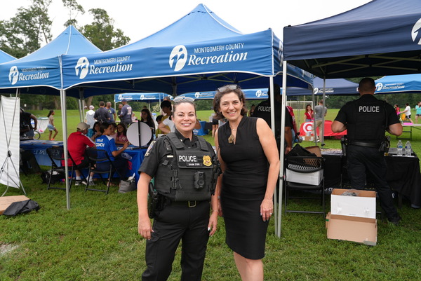 Council President Stewart and Comm. Daum at National Night Out.