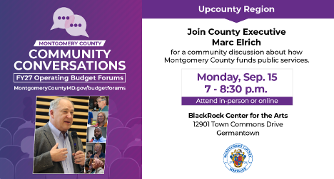 Next ‘Community Conversation’ on Fiscal Year 2027 Operating Budget Set for Monday, Sept. 15 in Germantown  