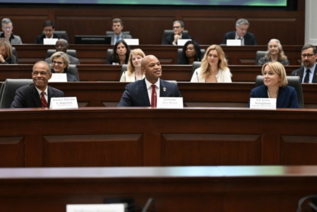 Governer Wes Moore, EU Ambassador, and others at forum on circular economy