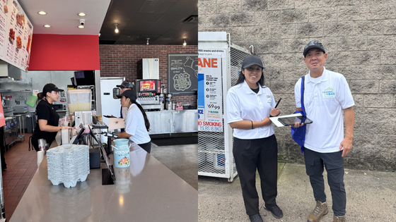 People talking to business owners