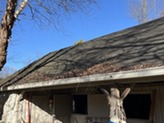 Roof and gutter with leaves and branches that should be removed