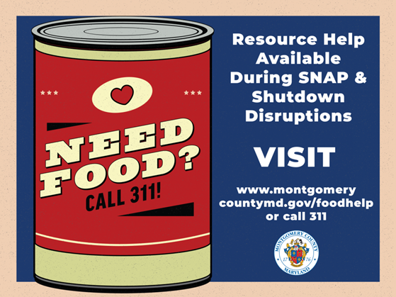 Montgomery County Offers Support Resources During Federal Government Shutdown and Disruption in SNAP Benefits