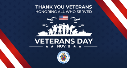 Montgomery County Holiday Schedule for Veterans Day on Tuesday, Nov. 11