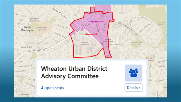 Applicants Needed for Wheaton Urban District Advisory Committee