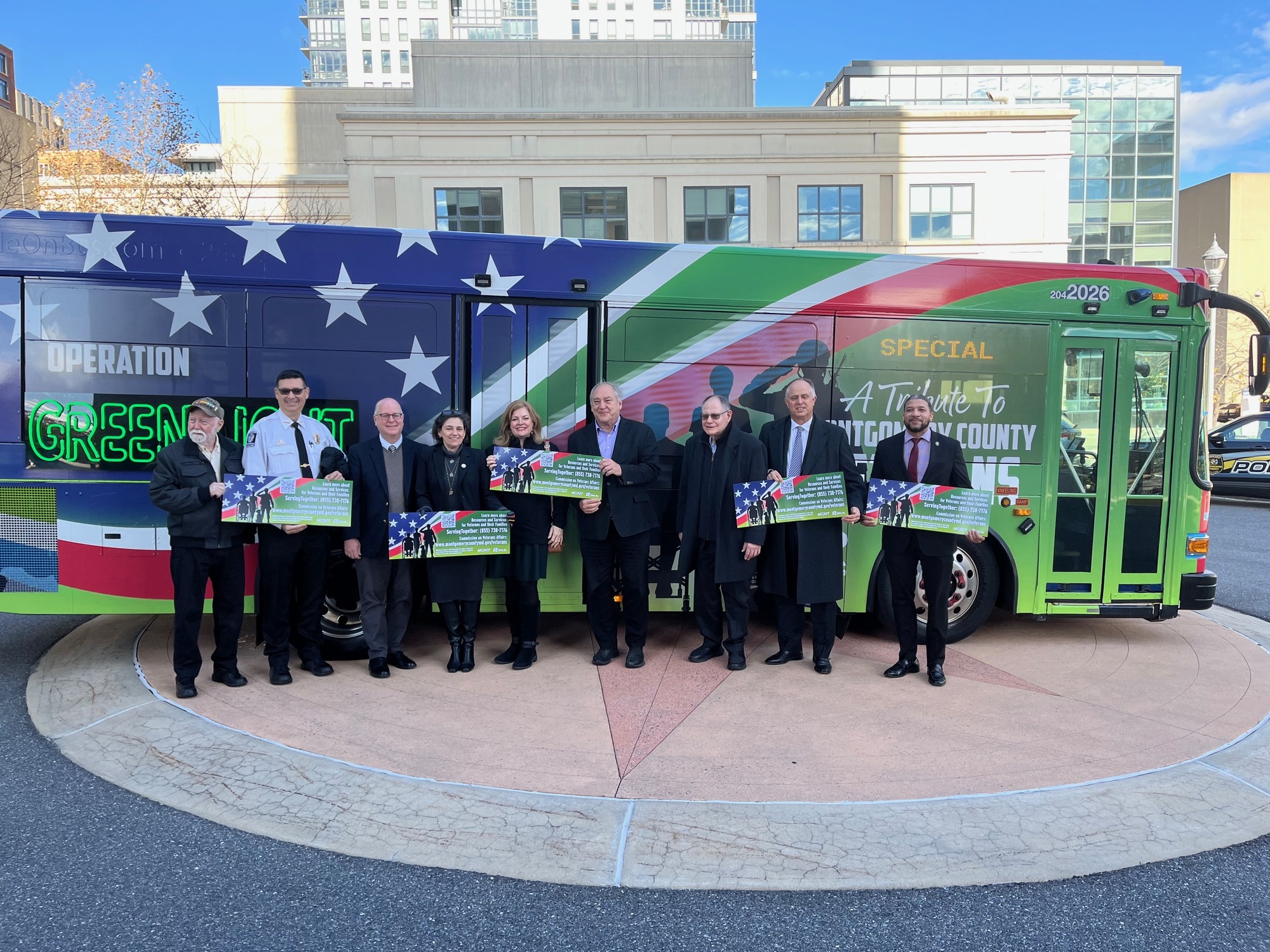 MCDOT Operation Green Light Ride On bus 2025