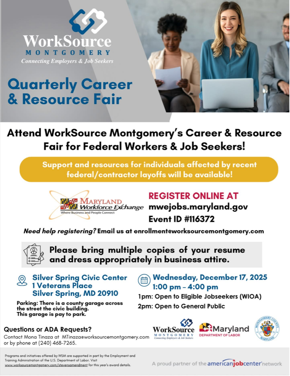 WorkSource Montgomery Quarterly Career & Resource Fair