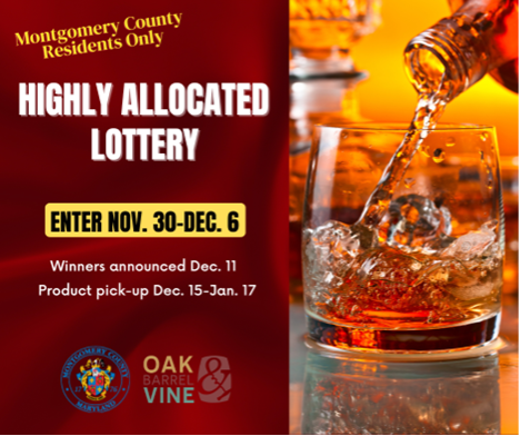 Registration for Montgomery County Alcohol Beverage Services Spirits Lottery Closes Saturday, Dec. 6  