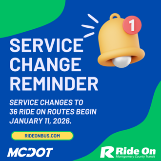 Ride On Bus Service Changes on Sunday, Jan. 11, to Improve Efficiency 