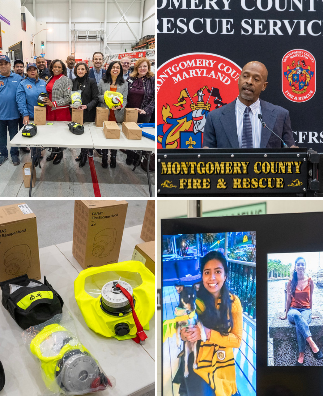 photos of attendees and equipment from a news release with the fire rescue service 