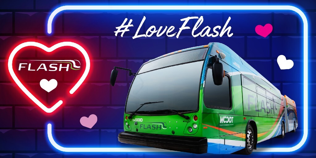 Decorated Flash Buses Celebrate Valentine’s Day Throughout February