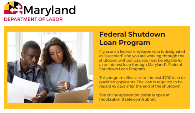 Maryland Relaunches Federal Loan Program to Help Federal Workers Impacted by Partial Government Shutdown 