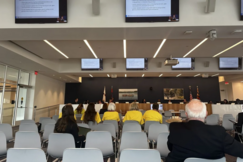 Wearing bright yellow T-shirts, five members of the advocacy group Climate Coalition Montgomery County attended the Planning Board's Feb.