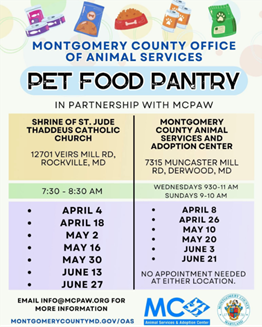 Montgomery County Pet Food Pantry Continues Through Saturday, June 27 