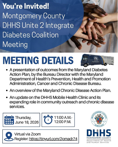 Diabetes Coalition Meeting on Thursday, June 18 to Highlight Chronic Disease Resources and County’s Mobile Health Services
