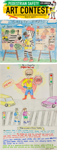 Art of 2 1st place winners of pedestrian safety art contest
