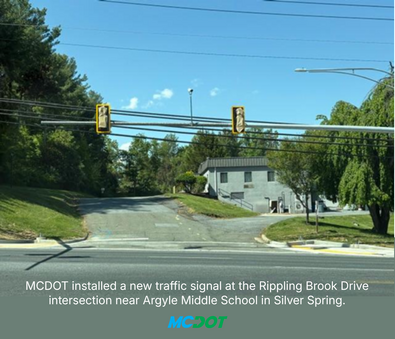 New Traffic SIgnal at Rippling Brook in SS for Bel Pre Safety Project