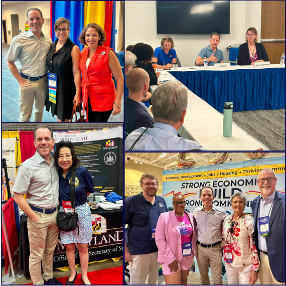 Four pictures of Councilmember Glass with different state and county leaders during the MACo Summer Conference