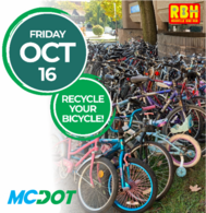 MCDOT flyer of bike drive in october with bikes in background