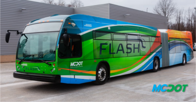 Flash bus outside in parking lot