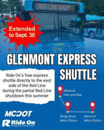 Glenmont shuttle extended to Sept 30