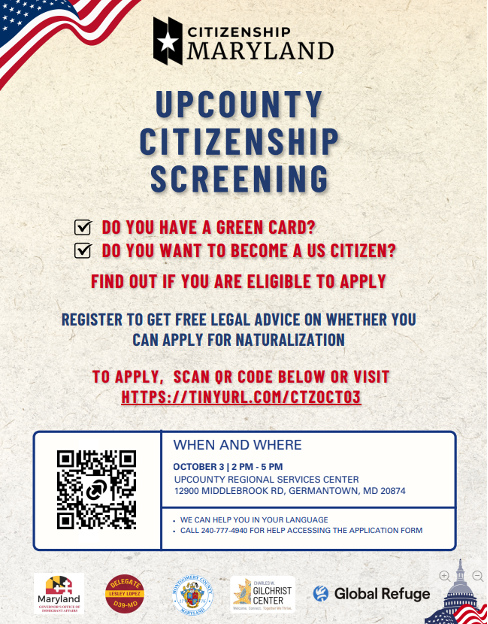 Citizenship Maryland to Host a Free Citizenship Screening Clinic on Saturday, Oct. 3