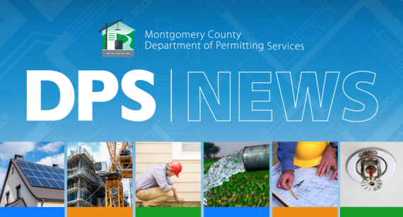 dps news graphic with collage of photos of solar panels, inspections, fire sprinkler in ceiling, water pipe in field
