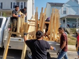 Unloading of donated wood