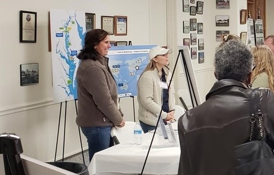 Mid-Bay Meeting attendees visit the MDOT MPA station to learn about the Port of Baltimore and the Mid-Bay project