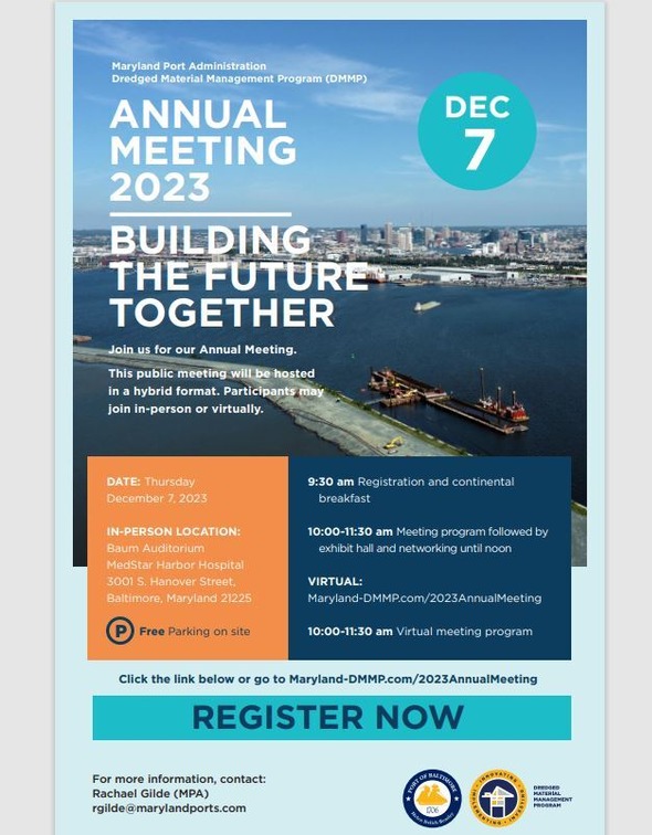 Maryland Port Administration Dredging Program's Annual Meeting returns on Thursday, December 7