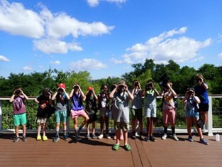 Group photo of kids birdwatching